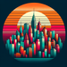 Retro City Skyline Painting By Diamonds Kit