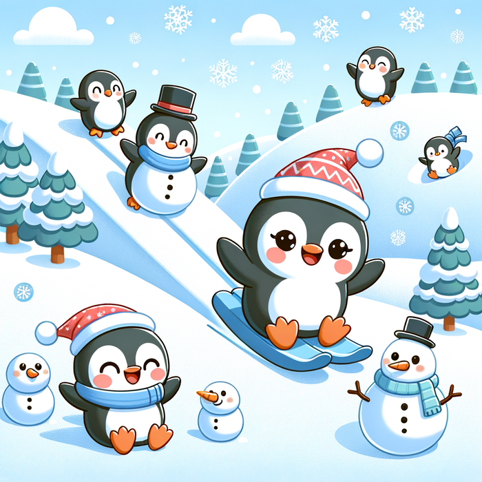 Playful Penguin Snow Day Paint By Diamond