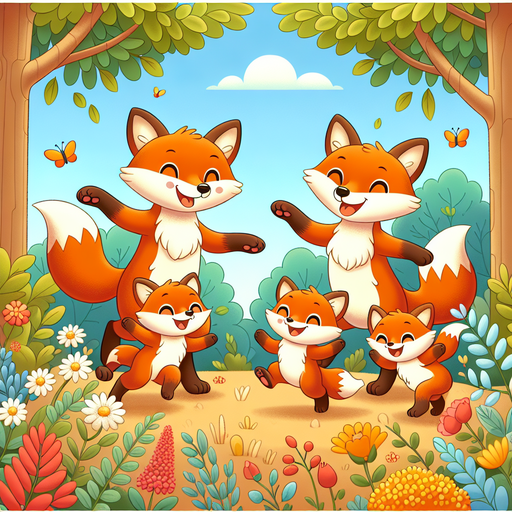 Adorable Fox Family Diamond Painting