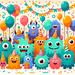 Giggle Monsters Party Paint By Diamonds Art