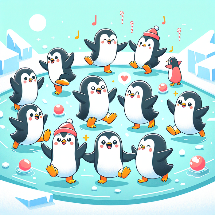 Playful Polar Penguin Party Painting Diamond Kit