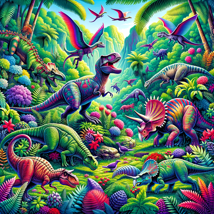 Adventure In Dinosaur Land Painting Diamond Kit