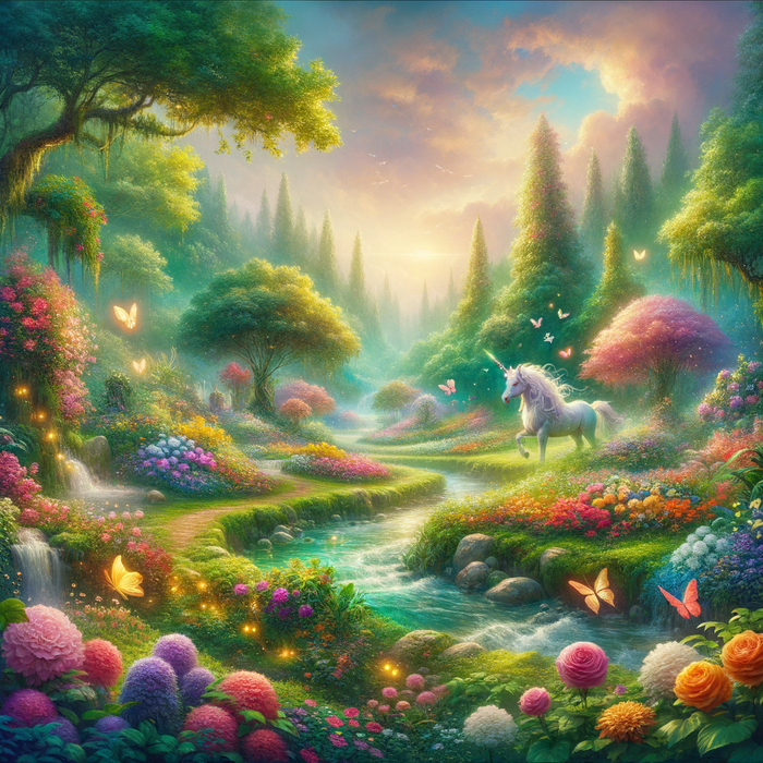 Mystical Unicorn Garden 5D DIY Paint By Diamond Kit