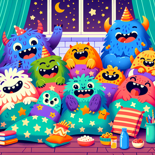 Silly Monster Sleepover Painting By Diamonds Kit