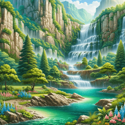 Breathtaking Waterfall Oasis Paint By Diamonds Art