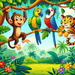 Friendly Jungle Animals Painting Diamond Kit