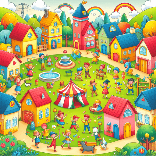 Charming Cartoon Village Paint By Color