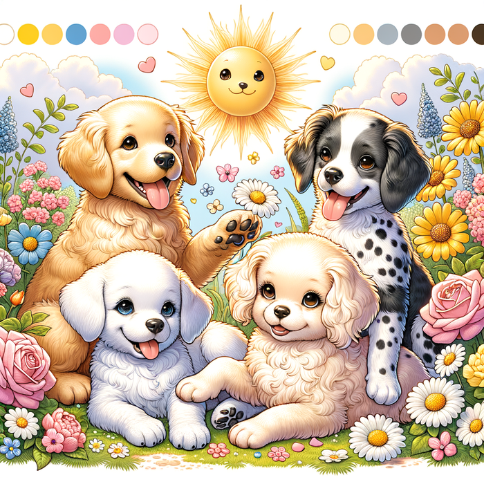 Playful Puppy Parade Paint By Diamonds Art