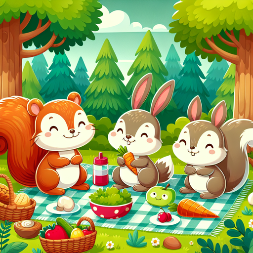 Woodland Creatures' Picnic Adventure Paint By Diamonds Art