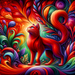 Radiant Red Feline Fantasy Paint By Diamonds Kits