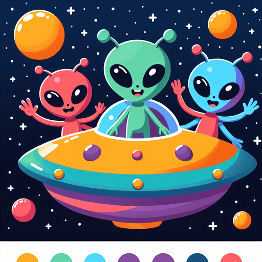 Galactic Alien Friends Painting By Diamonds Kit