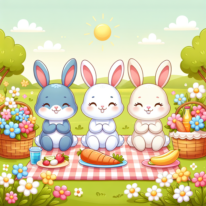 Bunny Picnic Party Paint By Diamonds Kits