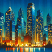 Dynamic Cityscape At Dusk Diamonded Painting Kits