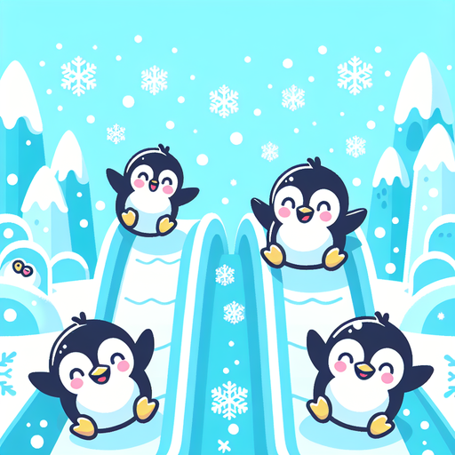 Winter Penguin Playground Diamond Painting