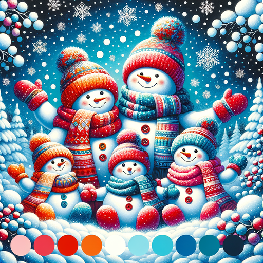 Charming Snowman Family Paint By Diamond