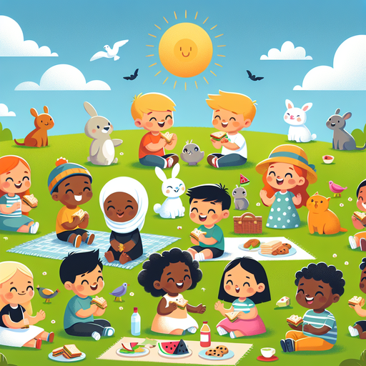 Picnic With Playful Pals Painting Diamond Kit