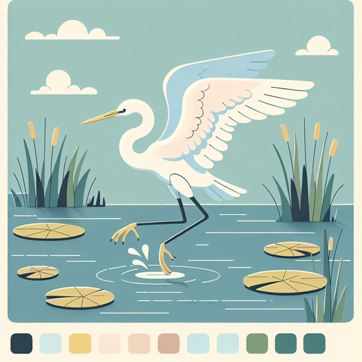 Energetic Egret's Lake Leap Diamond Painting