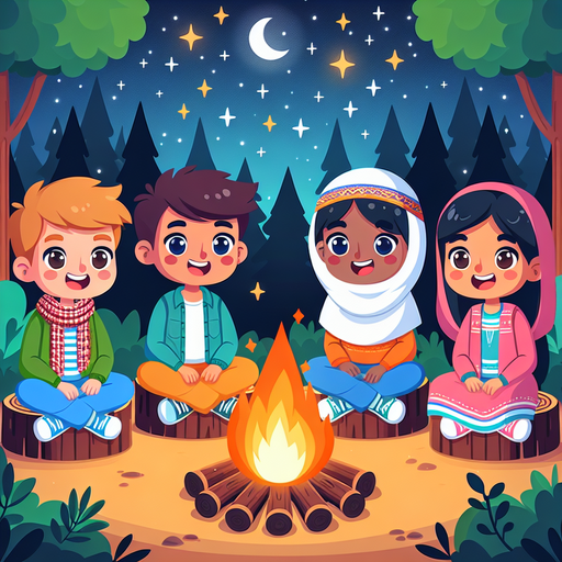 Forest Campfire Night Diamond Painting