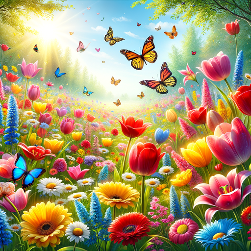 Sunny Meadow With Butterflies Paint By Diamonds Art