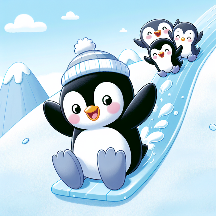 Playful Penguin's Ice Slide Paint By Diamonds Art