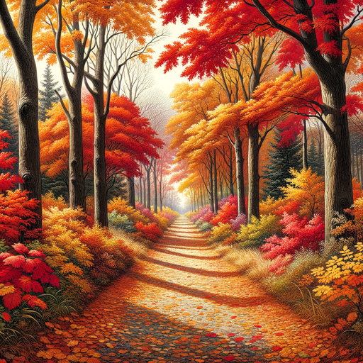 Autumnal Forest Pathway Paint By Diamonds Art