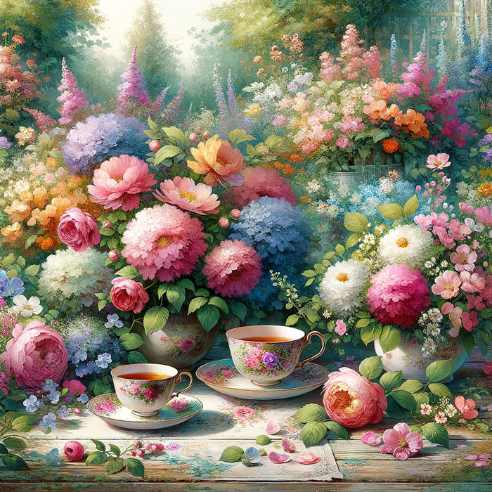 Vintage Garden Tea Party Paint By Diamonds Art