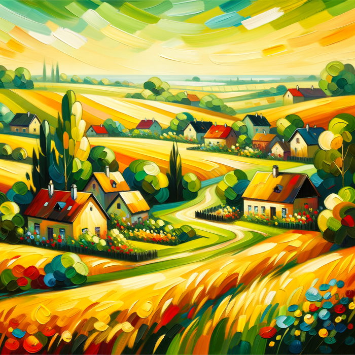 Vibrant Countryside Painting By Diamonds Kit