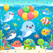 Underwater Party With Sea Creatures Diamonded Painting Kits