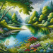 Tranquil River Reflections Painting By Diamonds Kit