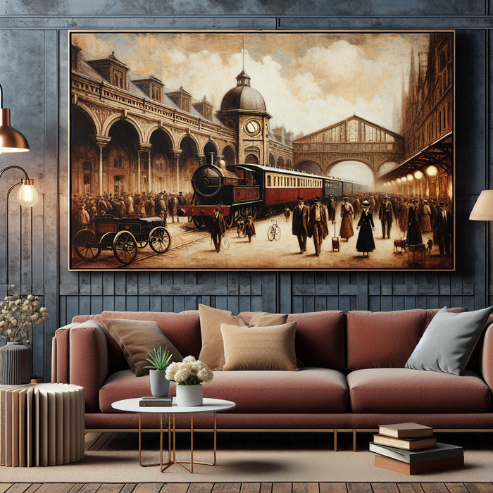 Charming Vintage Train Station Paint By Diamonds Kits