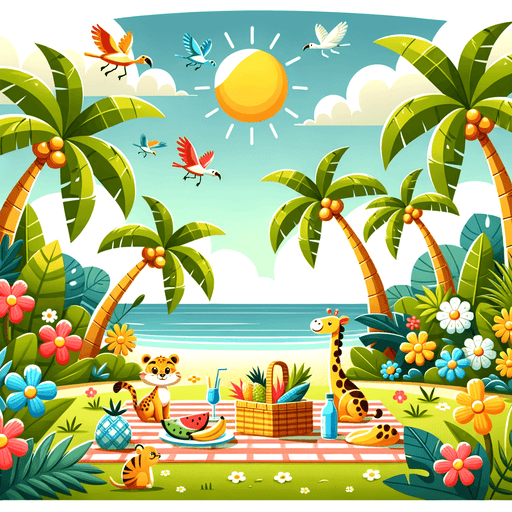 Tropical Paradise Picnic Paint By Color