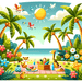 Tropical Paradise Picnic Paint By Color