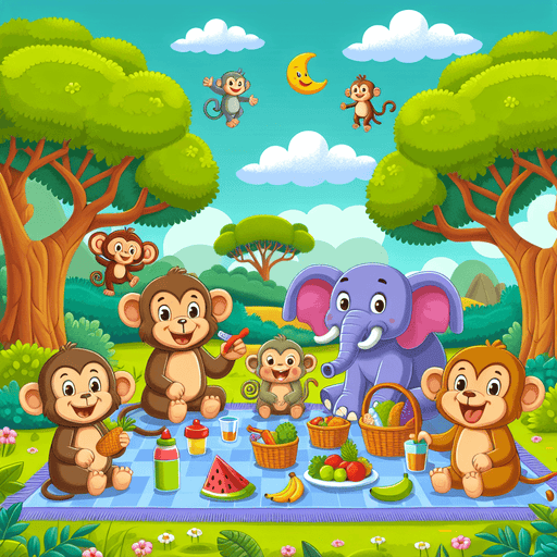 Jolly Jungle Picnic Painting By Diamonds Kit