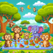 Jolly Jungle Picnic Painting By Diamonds Kit