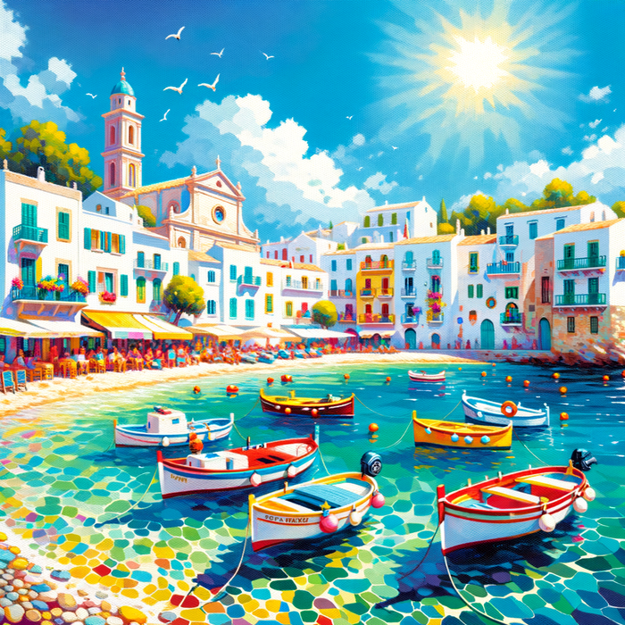 Sunny Mediterranean Coast Painting Diamond Kit