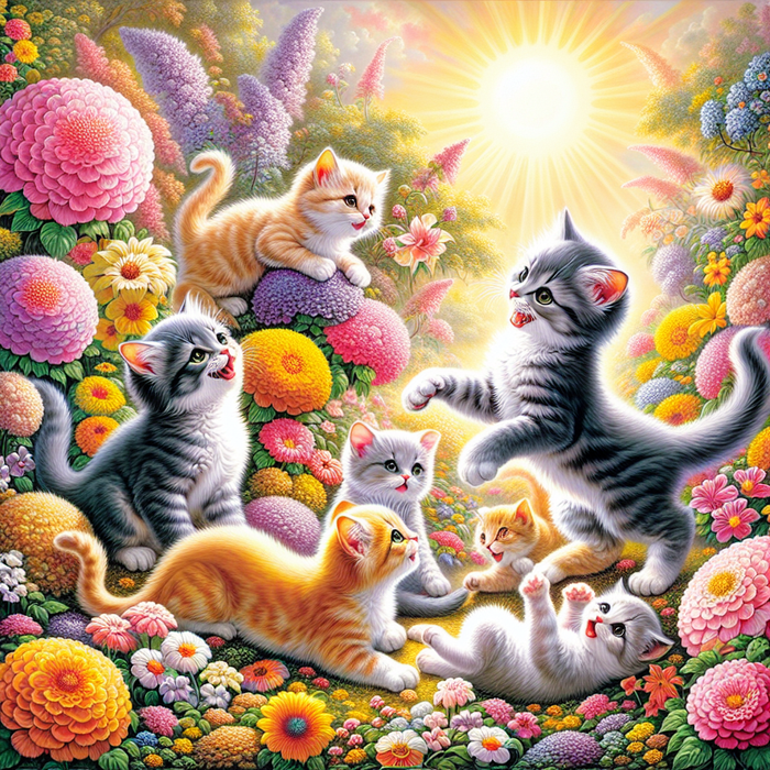 Sweet Garden Kittens Painting By Diamonds Kit