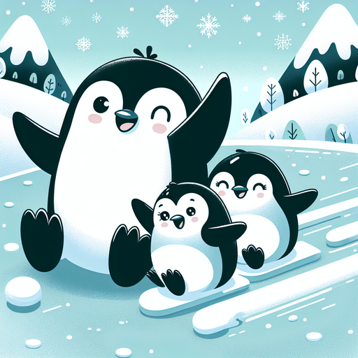 Merry Penguin Family Paint By Diamonds