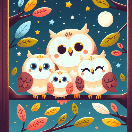 Cozy Owl Family Painting By Diamonds Kit
