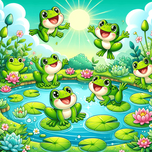 Friendly Frogs At Play Paint By Color