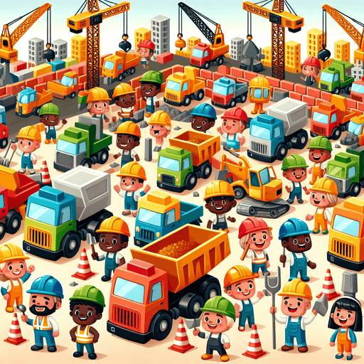 Cheerful Construction Crew Painting By Diamonds Kit