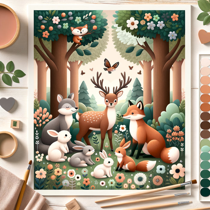 Charming Woodland Family Paint By Diamonds Art