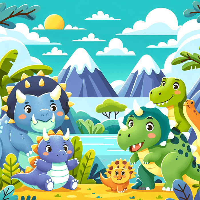 Friendly Dinosaurs Painting By Diamonds Kit