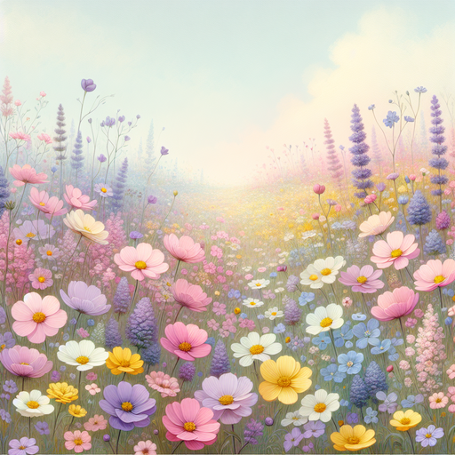 Pastel Spring Meadow Painting Diamond Kit