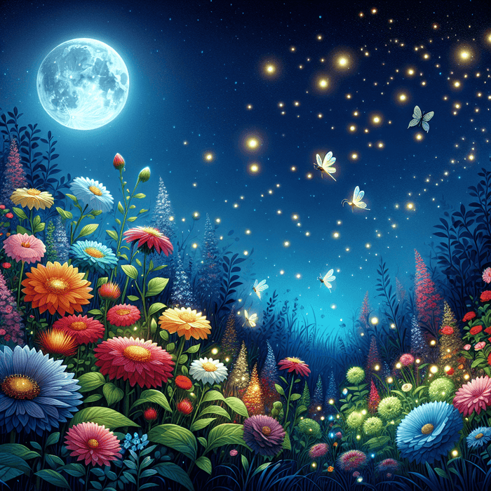 Dreamy Nighttime Garden Painting By Diamonds Kit