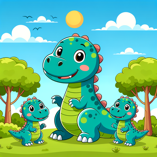 Playful Dinosaur Family Painting Diamond Kit