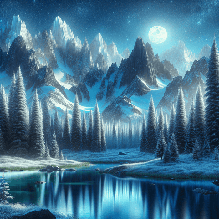 Moonlit Alpine Retreat Painting By Diamonds Kit