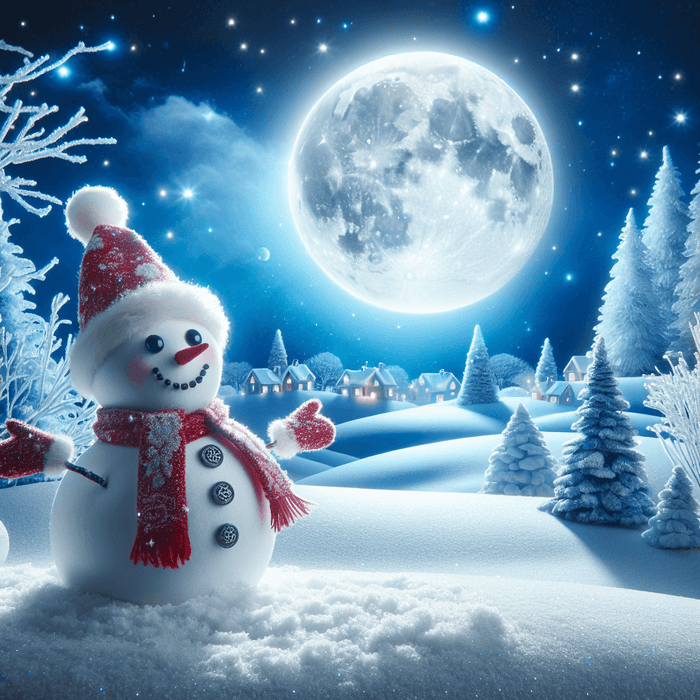 Moonlit Snowman Paint By Diamond