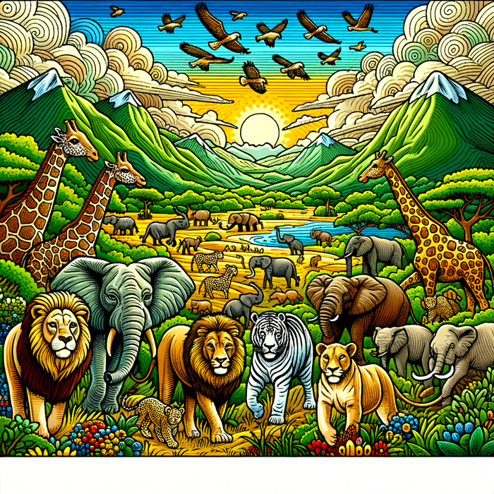 Adventurous Safari Animals Diamonded Painting Kits