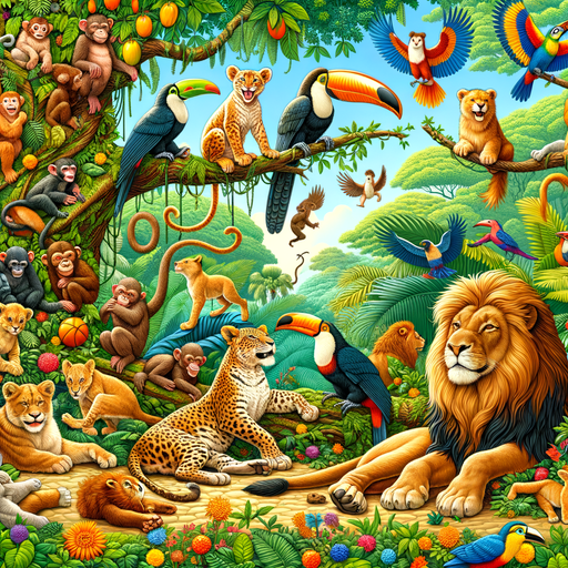 Happy Jungle Animals Paint By Color