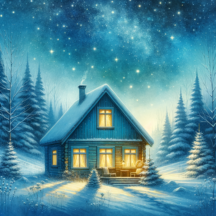 Starlit Winter Cabin Paint By Diamonds Kits